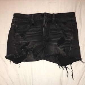Black denim shorts